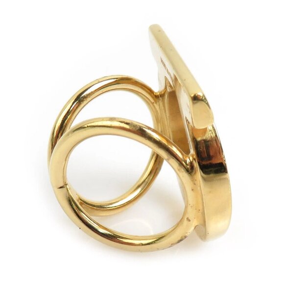 Auth Salvatore Ferragamo Gancini Scarf Ring Gold Metal - Picture 5 of 7